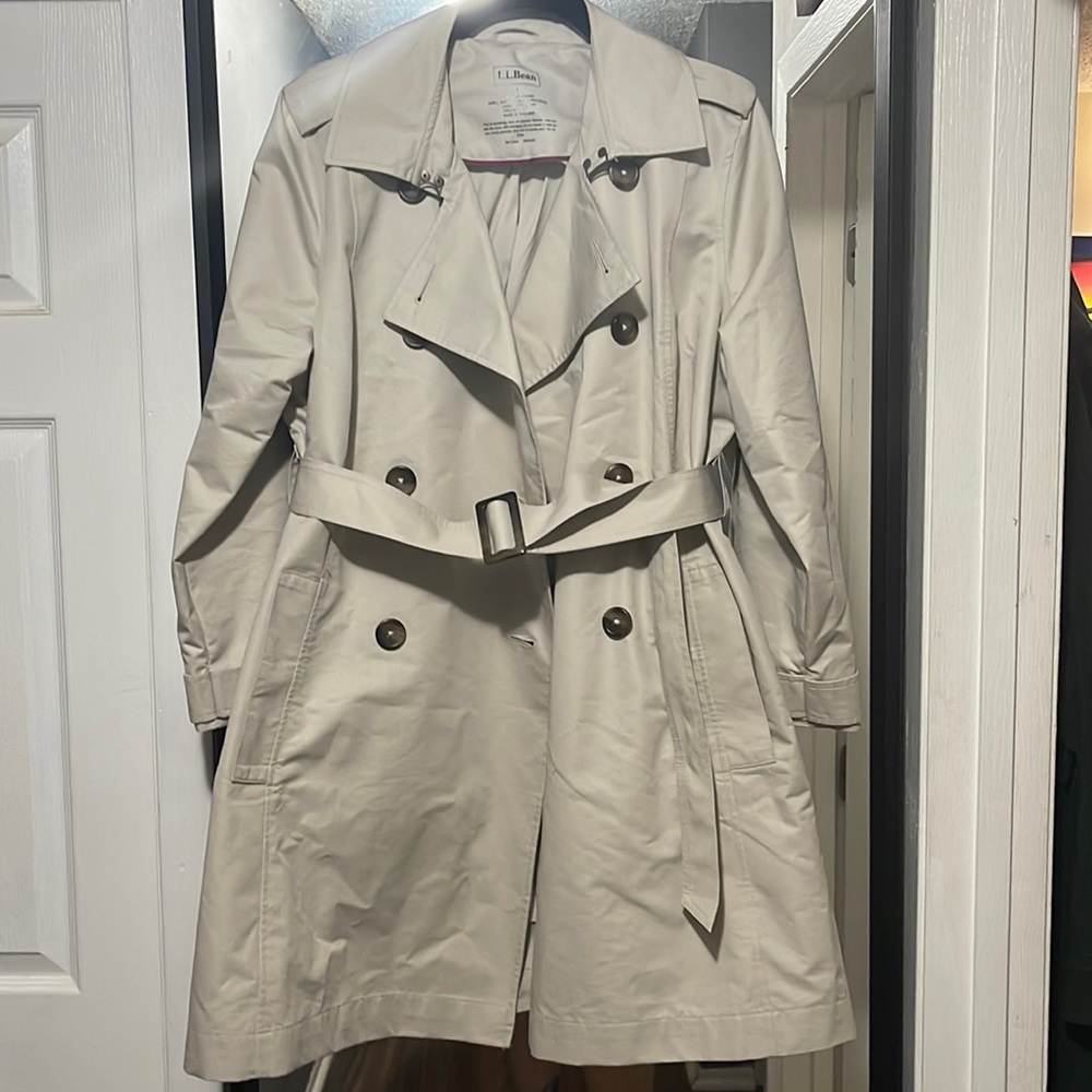 Classic L.L. Bean beige trench coat